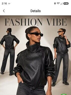 Black Faux Leather Moto Jacket - Women